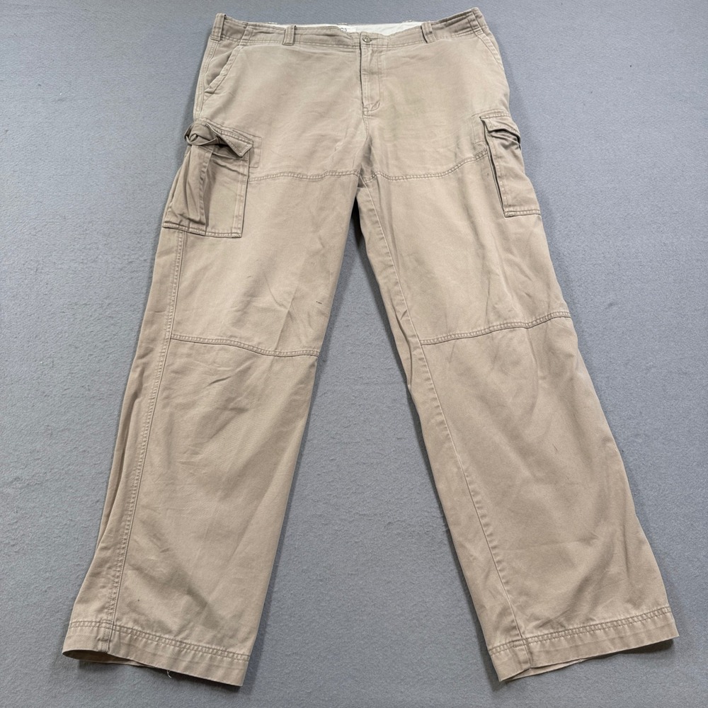 Chinos Cargo Pants Men's 42x36 Tan Khaki Cotton Straight Leg Relaxed Fit Utility